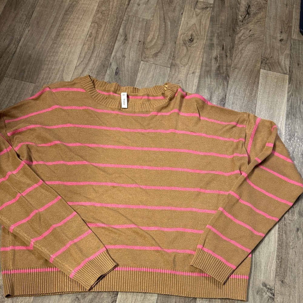 Wishlist Tan and Pink Striped Sweater